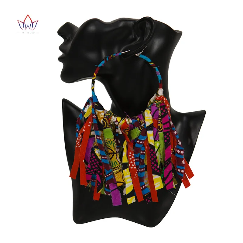 Африканская ткань серьги из ткани ручной работы серьги с кисточками для женщин Африканский принт Анкара большие серьги WYB1198
