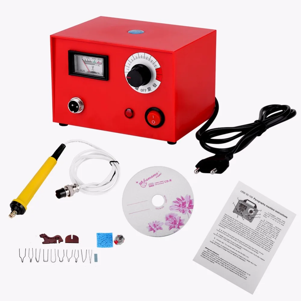 

50W Pyrography Pen Machine Wood Burning Pen Wood Crafts Burning Tools with Tips Power Tools EU Plug AC 220V
