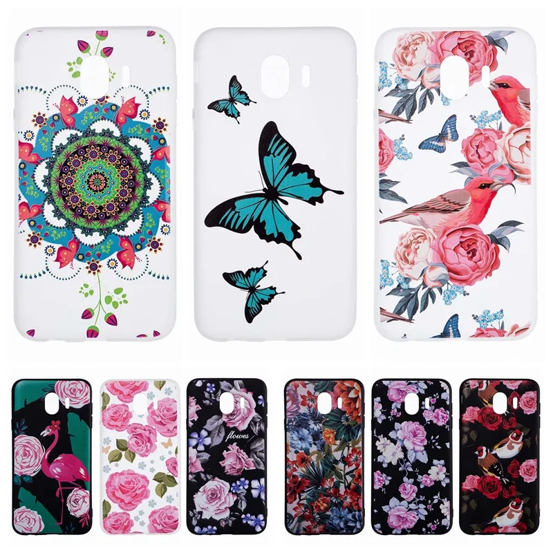 

J4 2018 Soft TPU Case on for Fundas Samsung Galaxy J4 2018 Case sfor Coque Samsung J4 2018 Case Silicone Butterfly Flower Cover