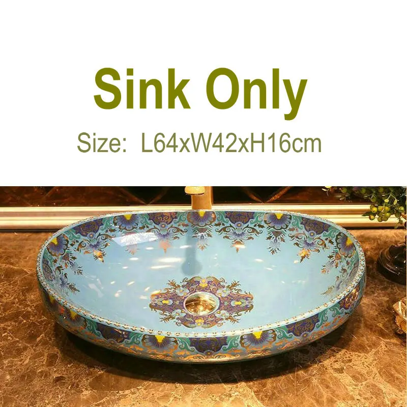 Художественная фарфоровая модная овальная столешница раковина для ванной Lavabo умывальник - Цвет: Sink1 Only