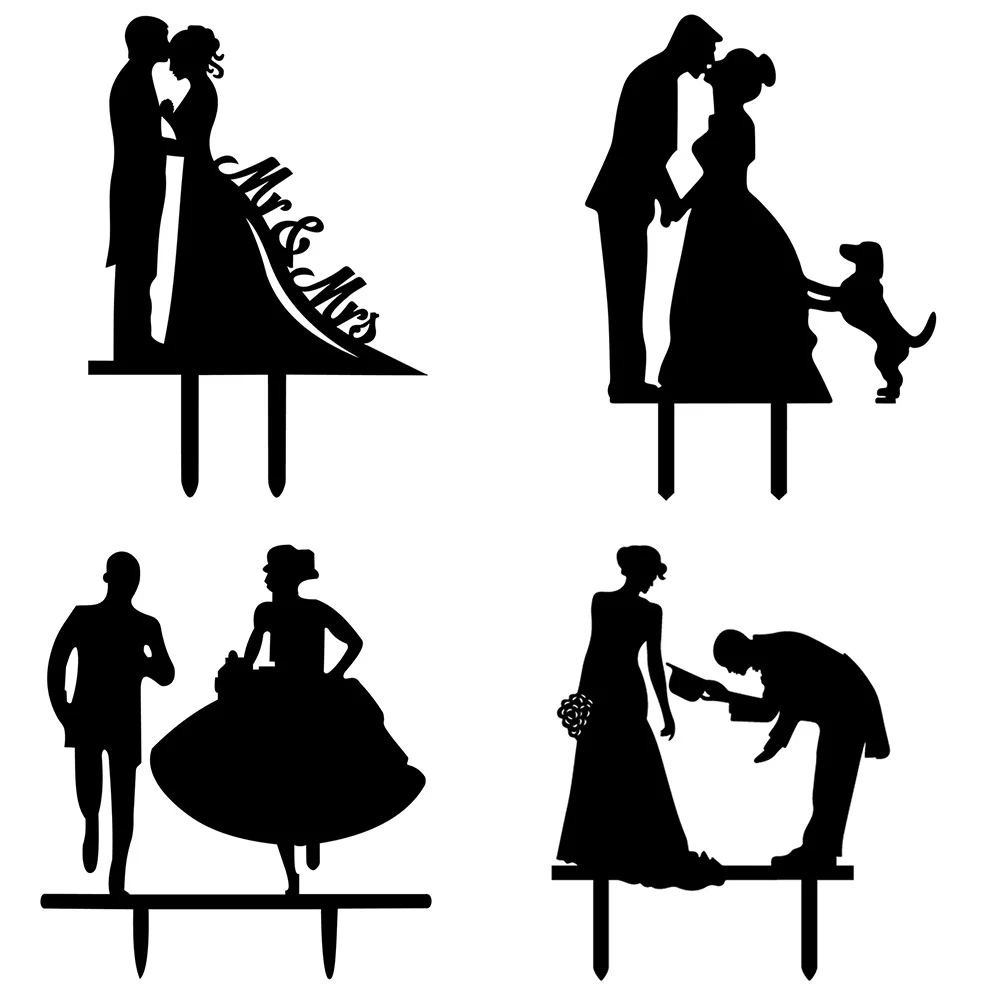 

Cupcake Flags Bride and Bridegroom Wedding Decor Tableware Kitchen Creative Cupcake Decoration Party Decorations Acrylic