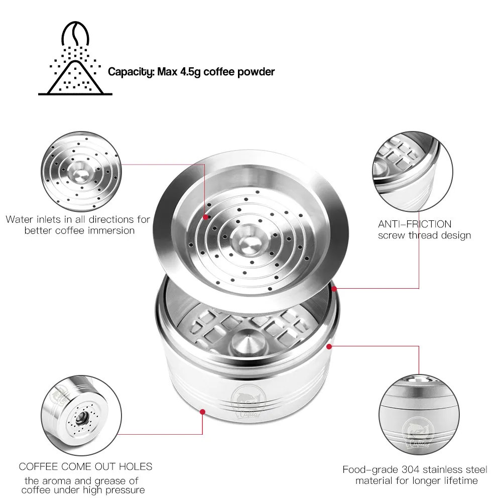 Icafilas Herbruikbare Koffie Filters Voor Caffitaly K-Vergoeding Tchibo Cafissimo Klassieke Rvs Hervulbare Cafe Capsule Pod Sabotage