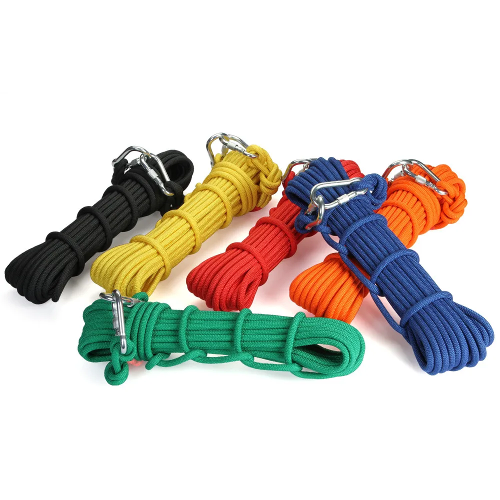 Professional Fire Escape Rope 10mm 14KN Steel Core Rope With Carabiners