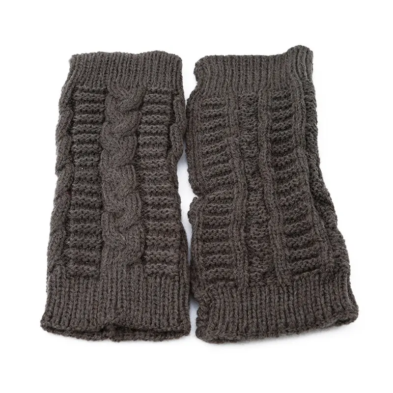 Вязаные длинные перчатки женские теплые вышитые зимние перчатки без пальцев перчатки для женщин и девушек Guantes Invierno Mujer Luvas - Цвет: Deep gray