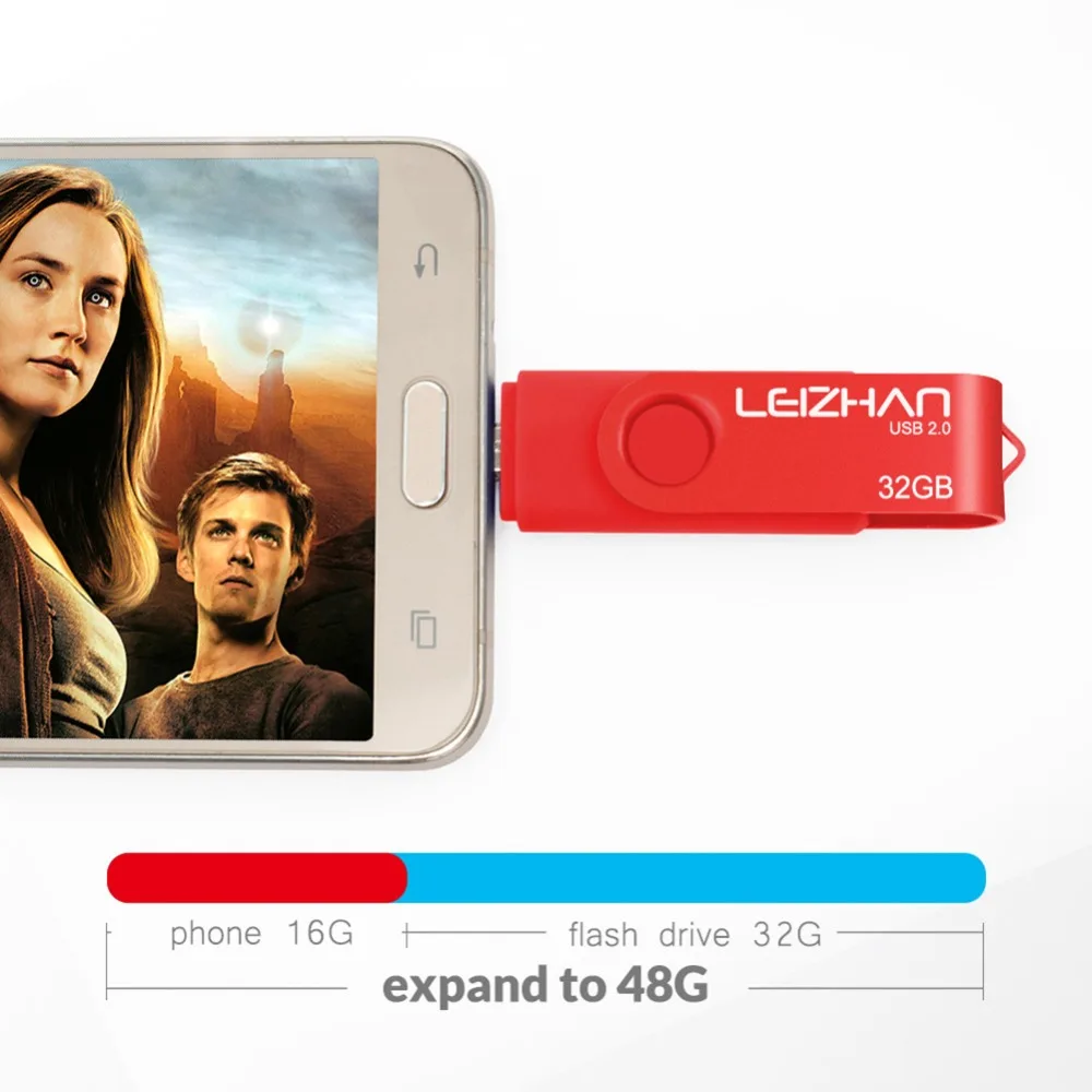 LEIZHAN OTG USB флеш накопитель мобильный телефон Memoria Micro Drive 128GBB 64 ГБ 32 16 8 4 Флешка 2 0