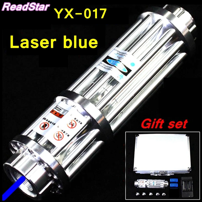 [ReadStar] RedStar YX-017 عالية الطاقة 450nm مؤشر الليزر الأزرق قلم ليزر حرق مباراة لحام ث/مليء بالنجوم قبعات الليزر مدفع مسدس ليزر