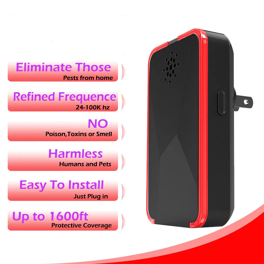 

6W Ultrasonic Pest Repeller Electric Mosquito Control Rat Rodent Spider Expeller