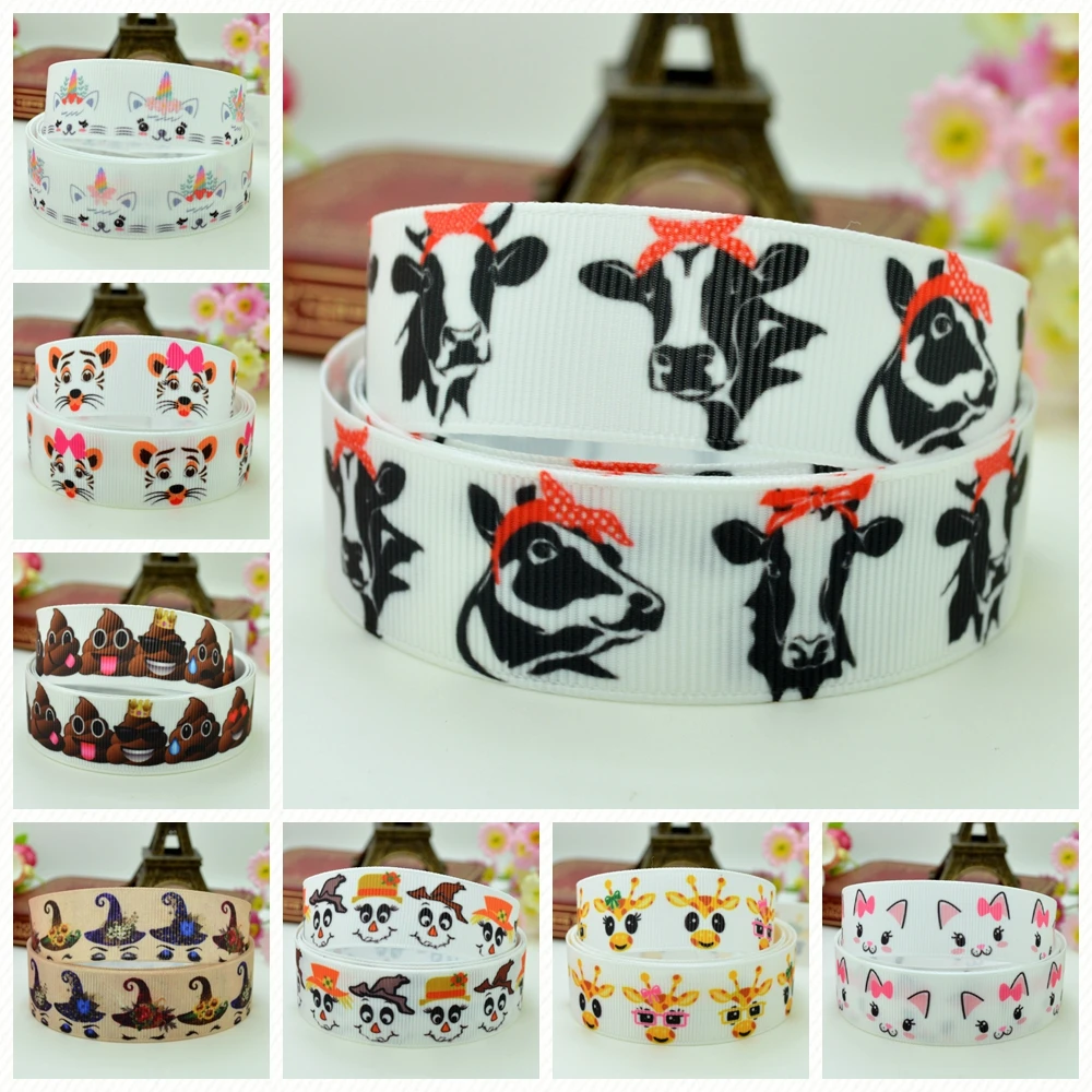 

DUWES 7/8" 22mm 2 5 10 50 Yards unicorn tiger cow giraffe Cartoon Printed grosgrain ribbon hair bow DIY handmade Retail