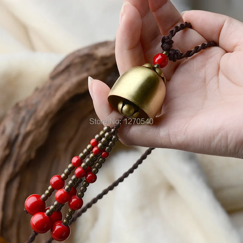 

Red stones stones thailand jewelry long ethnic necklace ,New vintage Jewelry metal bell traditional tibetan tassel necklace