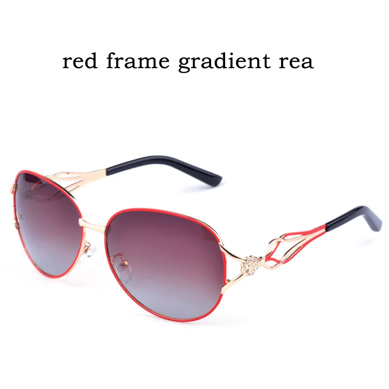 Новинка, роскошные брендовые поляризационные солнцезащитные очки для женщин, бриллиантовые ножки, металлическая оправа, градиентное покрытие, солнцезащитные очки Oculos De Sol Feminino - Цвет линз: red-gray