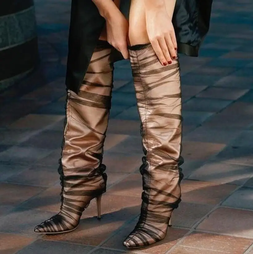 

Hot Fashion All kinds of Colour PU Knee-High Shoes Pointed Toe Thin heels Women's Shoes Big Size Women's Boots