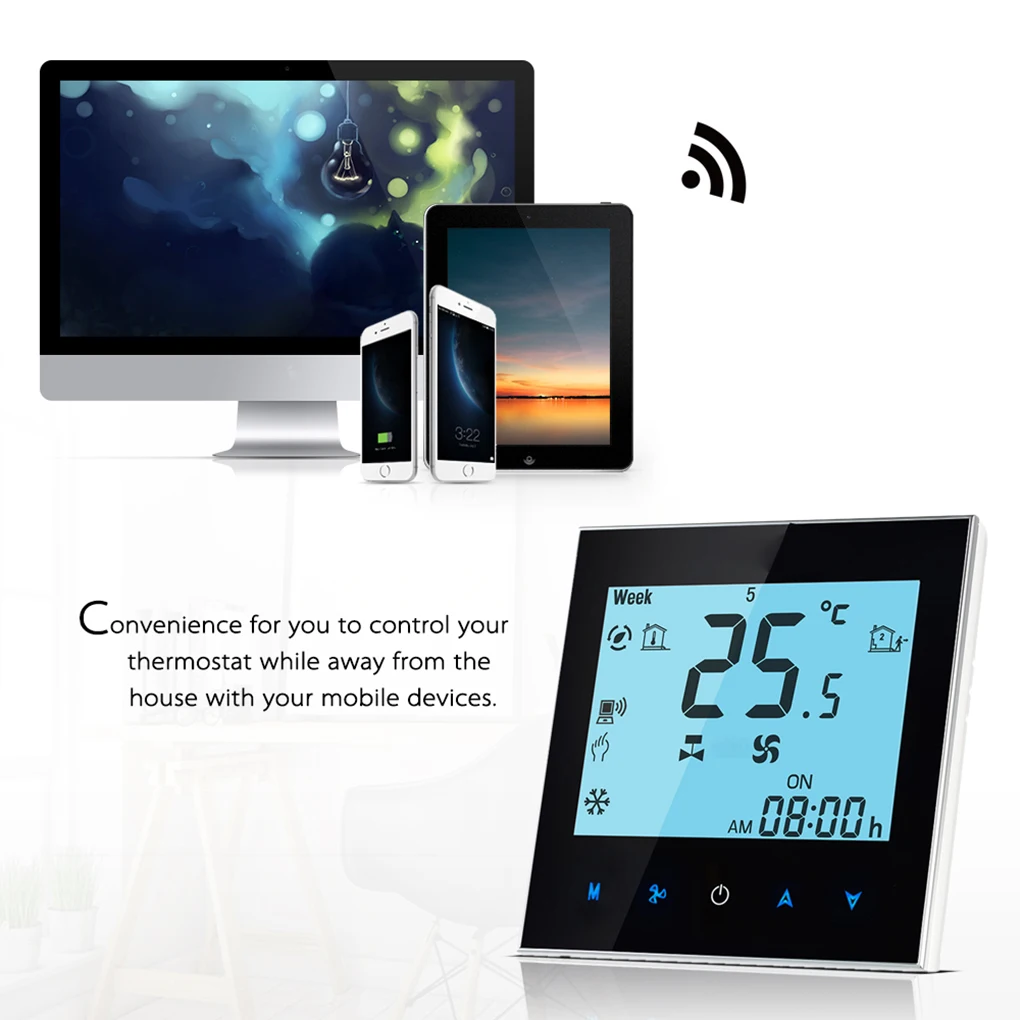 

WiFi Remote Control Central Air Conditioner Temperature Controller 2 Pipe Programmable Thermostat LCD Touchscreen