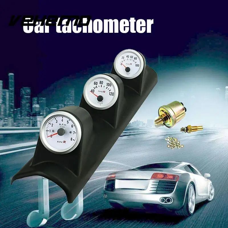 

Vehemo 0-8000RPM Instrument Vehicle Tachometer Universal Modification Car Modification Instrument Parts Oil Pressure Gauge