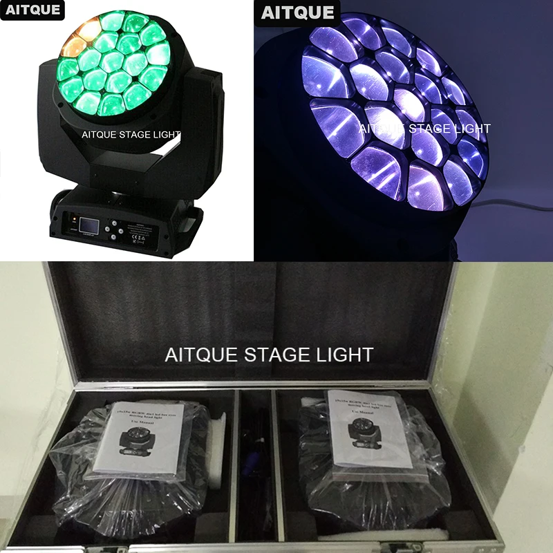 

(4lot/CASE)Pr lighting chinese moving head 19x15w rgbw led movinghead bee eye dmx zoom led moving head flycase
