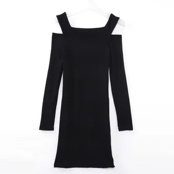 

Women Sweater Solid Tracksuit For Women Sexy Mini Long Sleeve Slim Fit Off Shoulder Sweater Knitwear Bodycon Dress