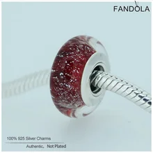 Аутентичные серебряные бусины 925 пробы Белоснежка с красным поплавком стеклянными шармами подходит для шарма браслет ювелирные изделия