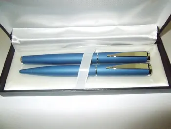 

wholesale Metal ball Pen add roller pen Set,gift pen box,leather pen gift pen top quality type 2408B+2408R +free shipping