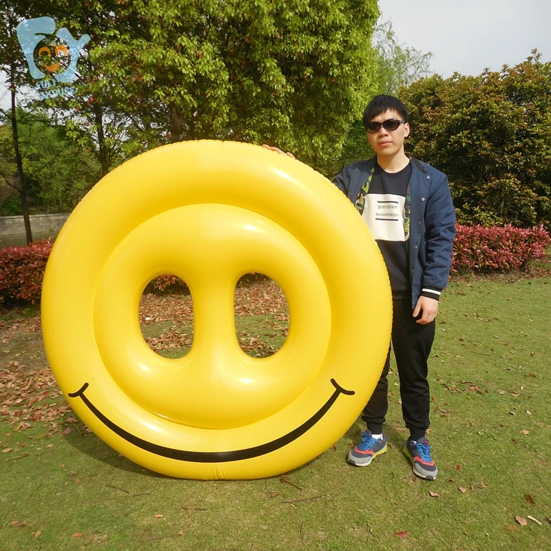 New Stock Summer Water Fun 62 Inch 160cm Inflatable Yellow Smile Face Pool  Floats Swimming Pool Toys Inflatable Air Mattress