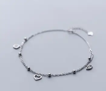 

Authentic REAL. 925 Sterling Silver Fine Jewelry cz muclti-layers love heart &Lucky Ball round ANKLET Bracelet adjust GTLS863