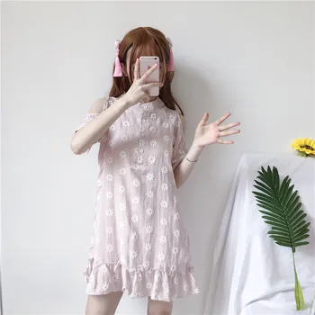 

Summer New Lolly Women's Cute Japanese Fresh Off Shoulder Dress Fashion Japan Style Loose Women's Fairy Dress