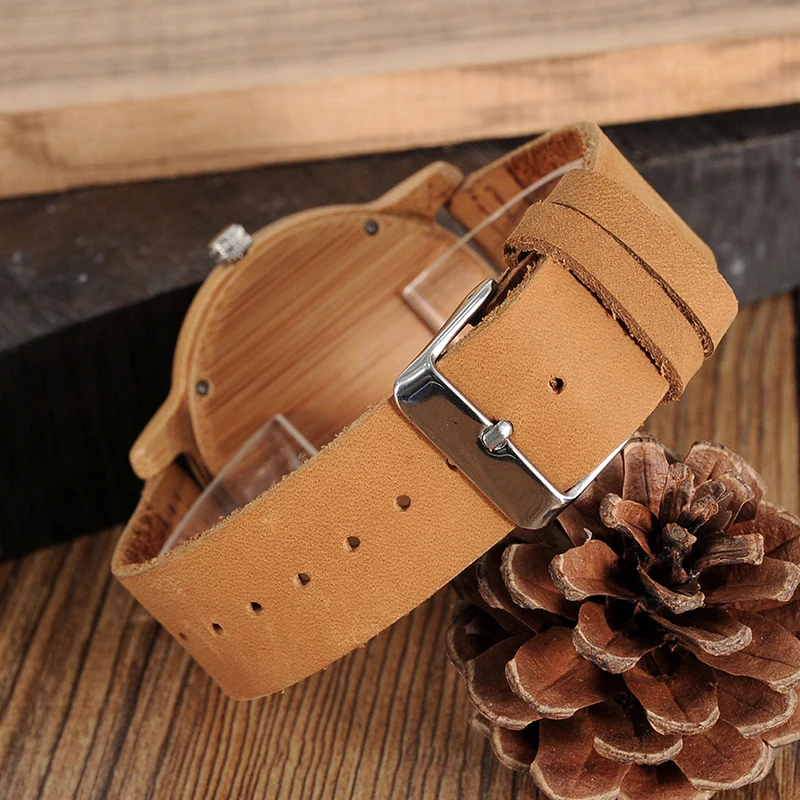 BOBO BIRD Wood Watch Male Vintage Deer Head Skeleton Design Bamboo Wristwatch Men Womens Timepiece with Leather Bands