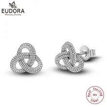 Юдора натуральная 925 пробы серебро Винтаж Узел Троицы уха шпильки ирландский любовь узел серьги для Для женщин Селтикс Fine Jewelry CYE64