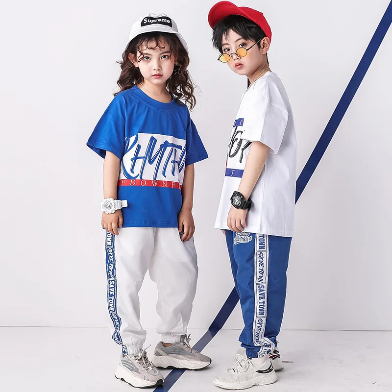 Cena Letnie dzieci Hip Hop ubrania do tańca towarzyskiego dla dziewczynek chłopcy bluza krótki T Shirt topy spodnie do biegania Jazz stroje taneczne