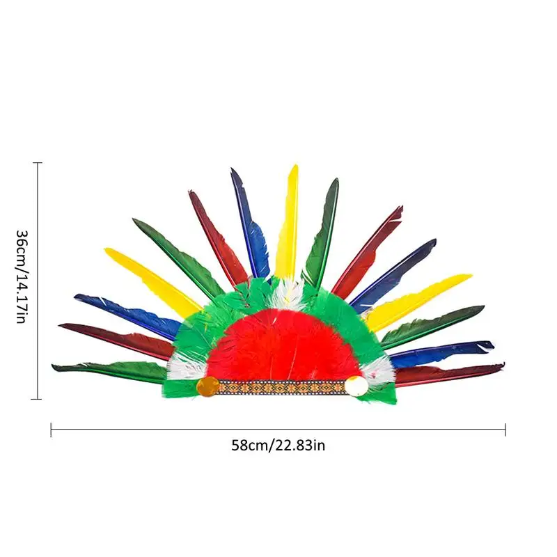 Цветной головной убор из перьев индийский головной убор вождя День благодарения детское танцевальное платье украшение для костюмированного представления шляпка с перьями
