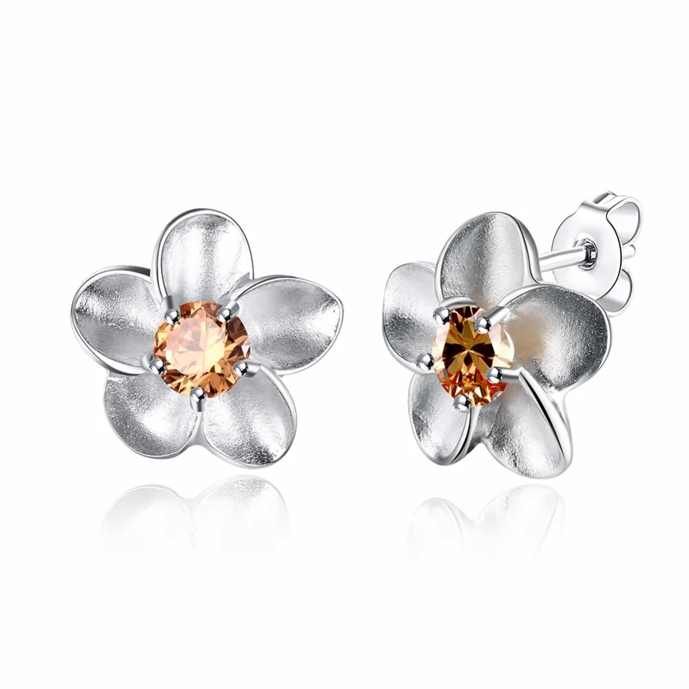 

Lose Money Promotion! Wholesale Plated Silver Earrings, Plated Silver Fashion Jewelry, Yellow Stone Rose Earrings KDE178