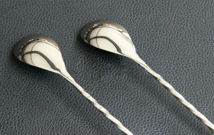 Длинная стальная ложка для конфет в японском стиле, металлическая ложка для коктейлей