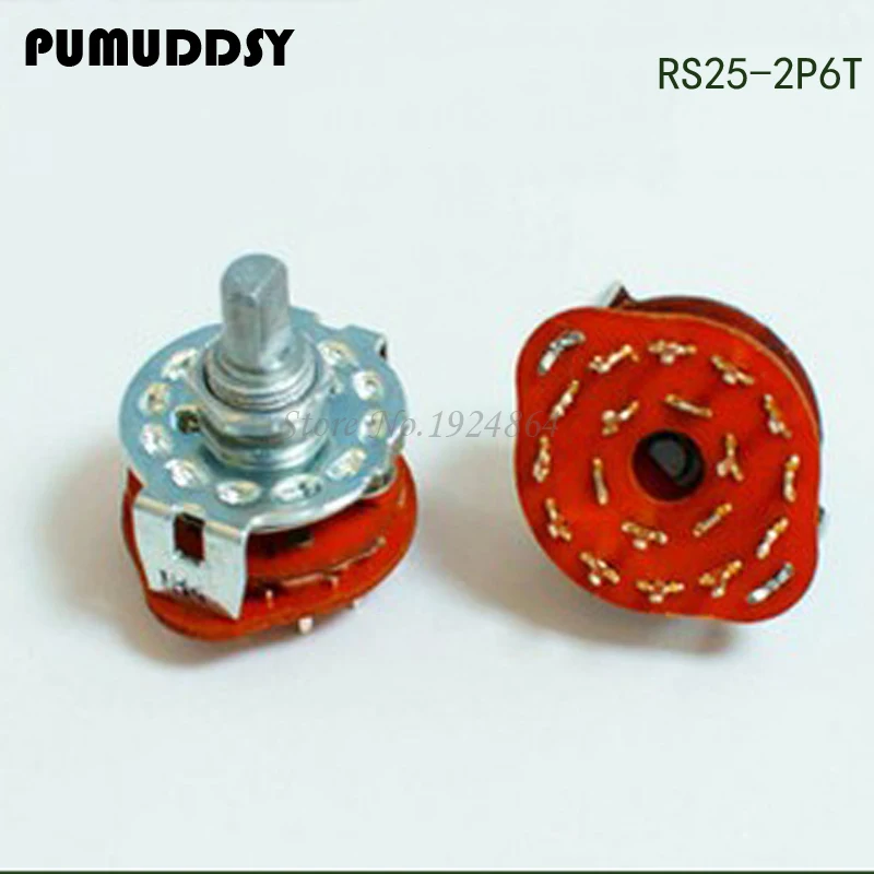 2PCS RS25 Band switch 2P6T Mount Rotary Switch Selector 2 Pole 5 Position Knob Switches | Электронные компоненты и