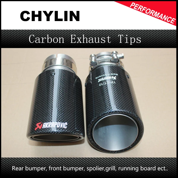 

114MM Outlet Glossy Carbon Fiber exhaust tip 304 Stainless Steel Universal Muffler tips Akrapovic exhaust pipe