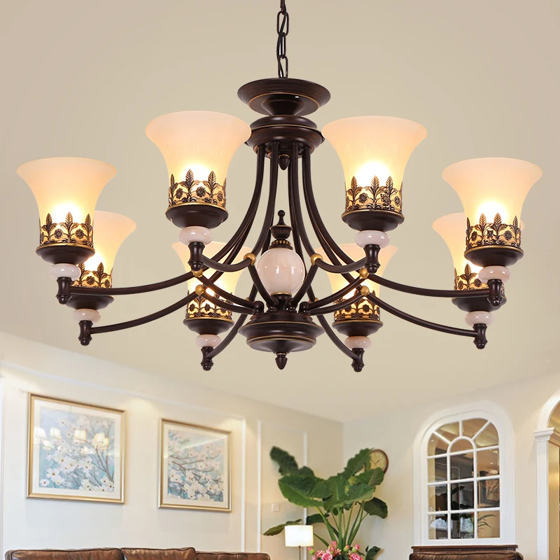 American chandelier iron country European style retro living room