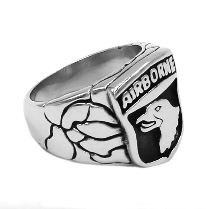 The 101st Airborne Screaming Eagles Ring 316L Stainless Steel Jewelry Punk US Army Ring Biker Rings For Men Wholesale SWR0751A 2