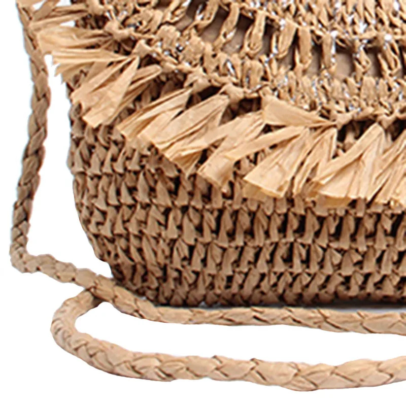 New Women Beach Tassel Straw Bags INS Popular Summer Female Handbag Fashion Lady Woven Shoulder Bag Casual Knit Crossbody SS3286 (4)