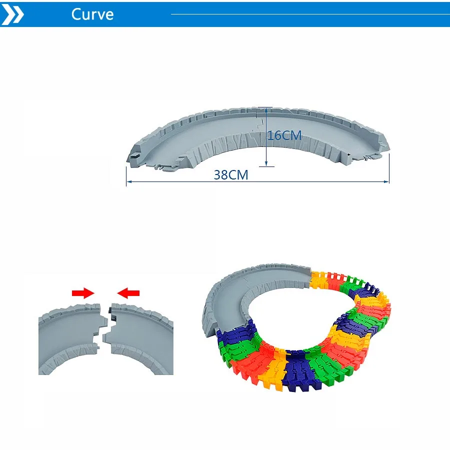 Волшебный светящийся гибкий аксессуар для трека сделает ваш игрушечный автомобиль более веселым и креативным изгибом, гибким и светящимся гоночным треком развивающие игрушки - Цвет: Curve 1 set