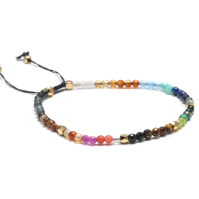 

12 Constellation Lucky Stone Simple Bracelet 3mm Crystal Beads Adjustable Bracelet 7 Chakras Healing Balance Yoga Bracelet