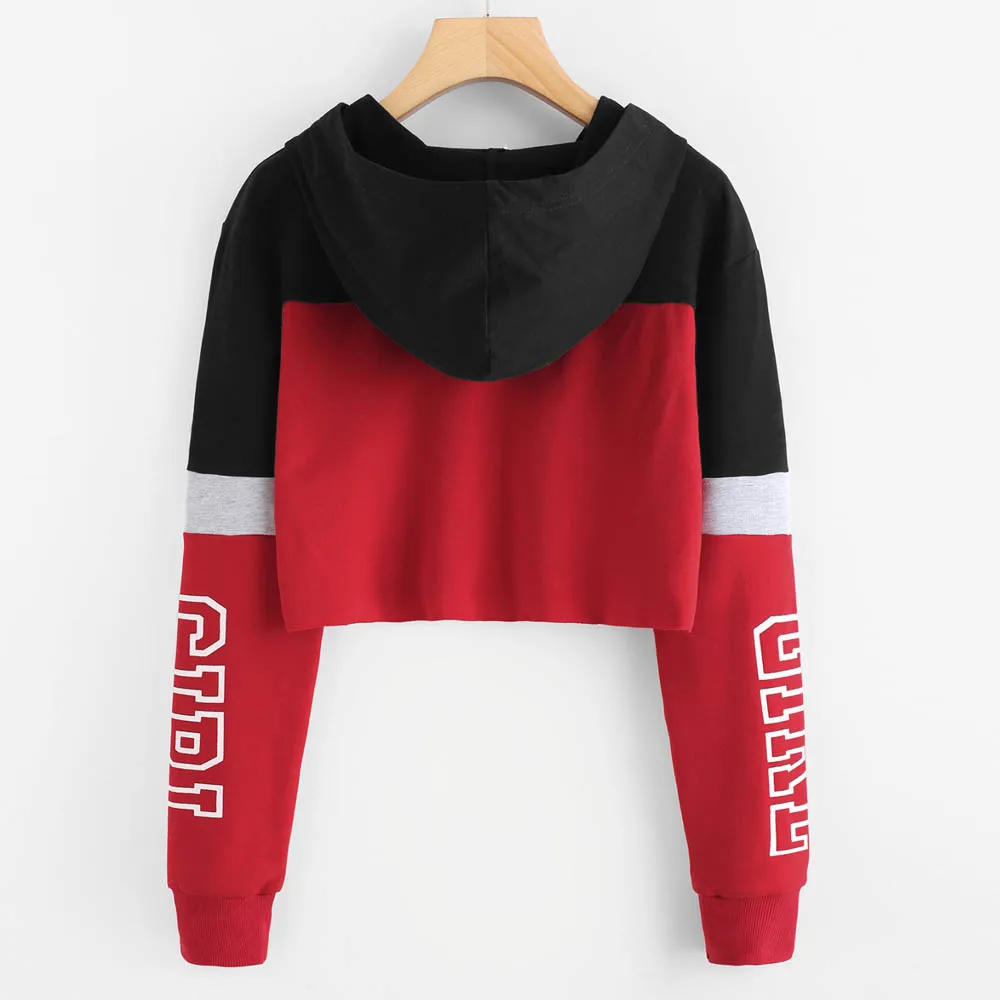 Harajuku Hoodies Sweatshirt Women Streetwear Letter Crop Top Hoodie