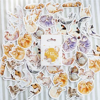 

45Pcs/Pack Lazy Cat Meow Sick Cat Decorative Stationery Stickers Scrapbooking DIY Diary Album Label