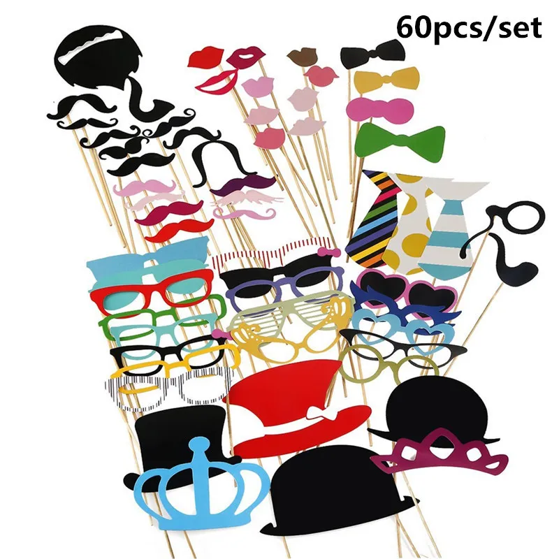 

60PCS Photo Booth Props wedding decoration Wedding Party Photobooth props Baby shower Wedding Party Decorations photo booth