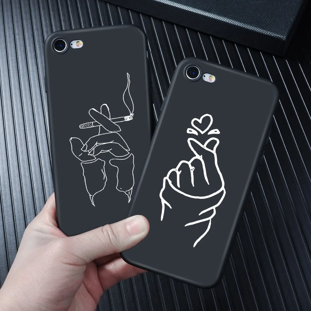 

Abstract Lover Face Black Soft TPU Matte Case For iPhone 8 7 Plus XS Max XR Case Fundas Coque Cover For iPhone 6 6s X Case