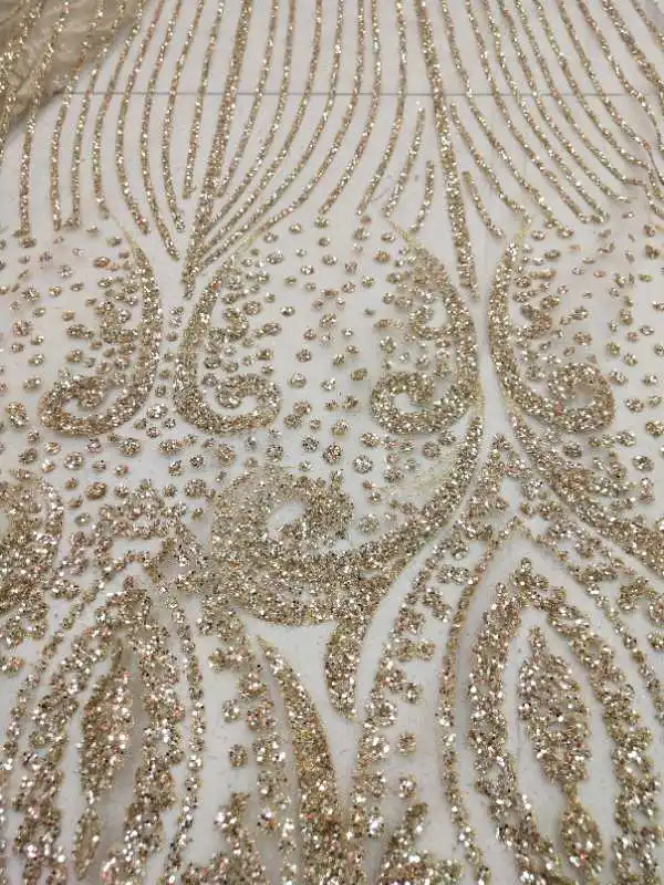 

Latest French Nigerian Laces Fabrics High Quality African Laces Fabric Wedding Glued glitter sequins Tulle Lace SUSIA-150-146