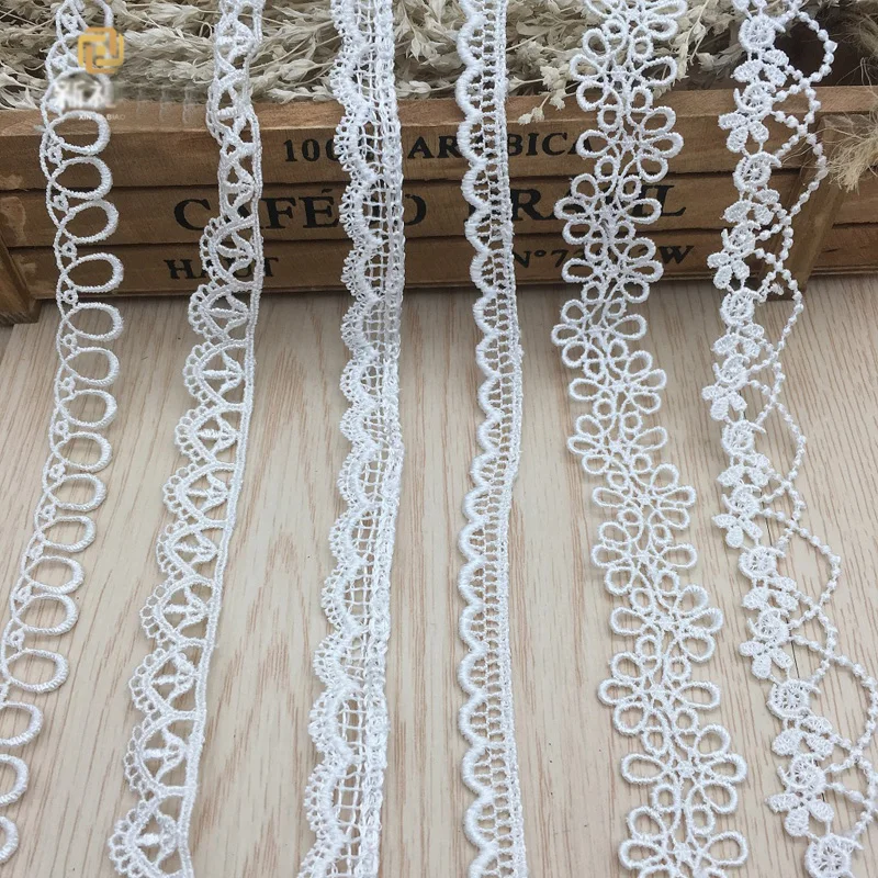 

15yards/lot Water Soluble Garment Lace Trims Apparel Accessory White Embroidery Lace Ribbon DIY Handmade Sofa Hometexile Edge