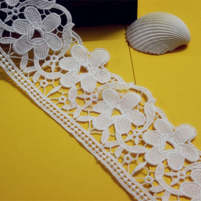 

5 yard 7.5cm 2.95" wide ivory embroidery lace trim ribbon 1046890L4K827