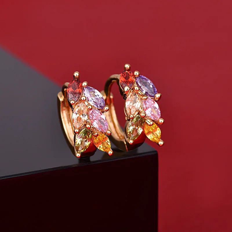 

Rose Gold Colored Rhinestone Crystal Copper Cubic Zircon Drop Earrings Charming Jewelry for Elegant Women New Arrival 2018