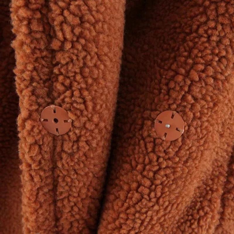 Nagodo teddy coat 2018 winter long faux fur coat women brown red casual lamb wool coat warm oversized furry plush coat plus size