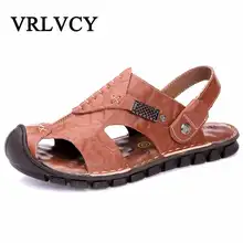 Новые мужские мягкие кожаные пляжные сандалии Летняя мужская обувь ручной работы удобные повседневные мужские классические сандалии