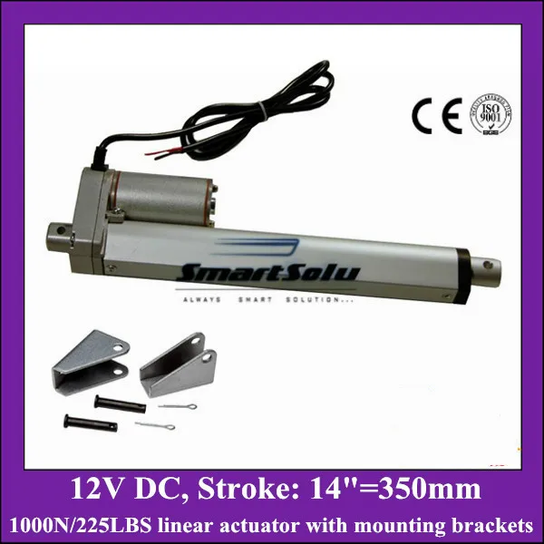 

14inch/ 350mm stroke 12v linear actuator with mounting bracket, 1000N/100KGS load electric linear actuator
