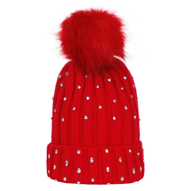 Новые брендовые Зимние Модные шапки с бисером для маленьких девочек и мальчиков, теплая вязаная шапка с помпоном, От 0 до 3 лет