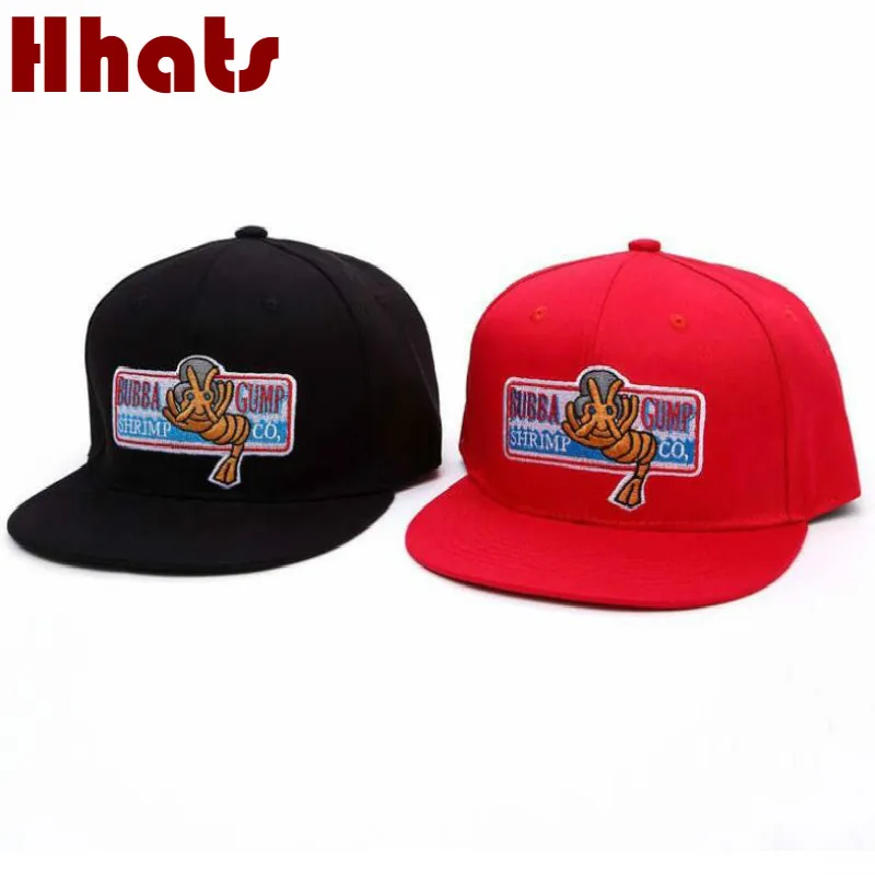 Который в душ черный красный BUBBA GUMP Snapback Хип-Хоп Кепка с вышивкой с плоскими полями Бейсболка для женщин мужчин спортивные женские мужские кости